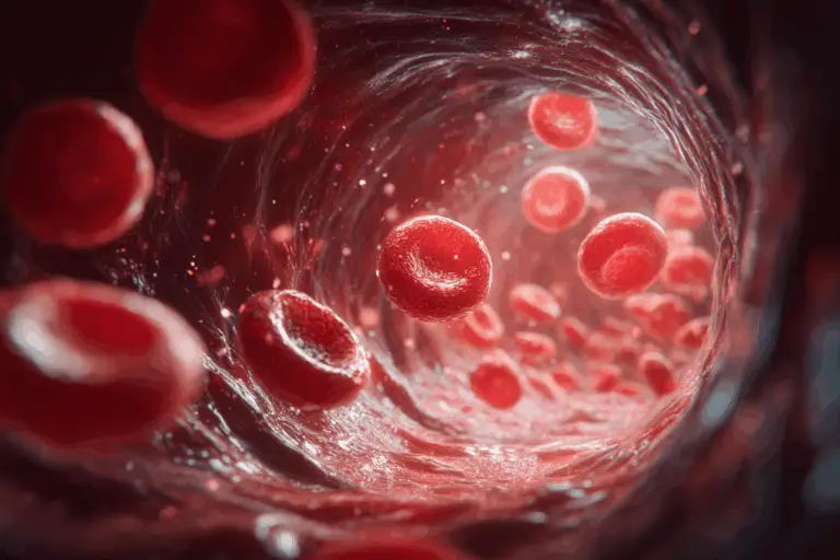 Globules rouges dans un vaisseau sanguin humain