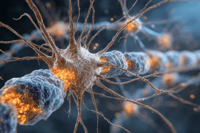 Fibres nerveuses avec gaines de myéline et démyélinisation